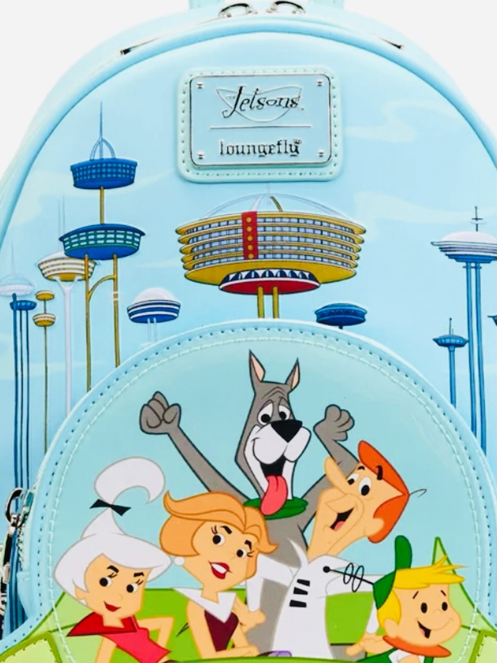 Loungefly Light Blue The Jetsons Mini Backpack with Colorful Character Print